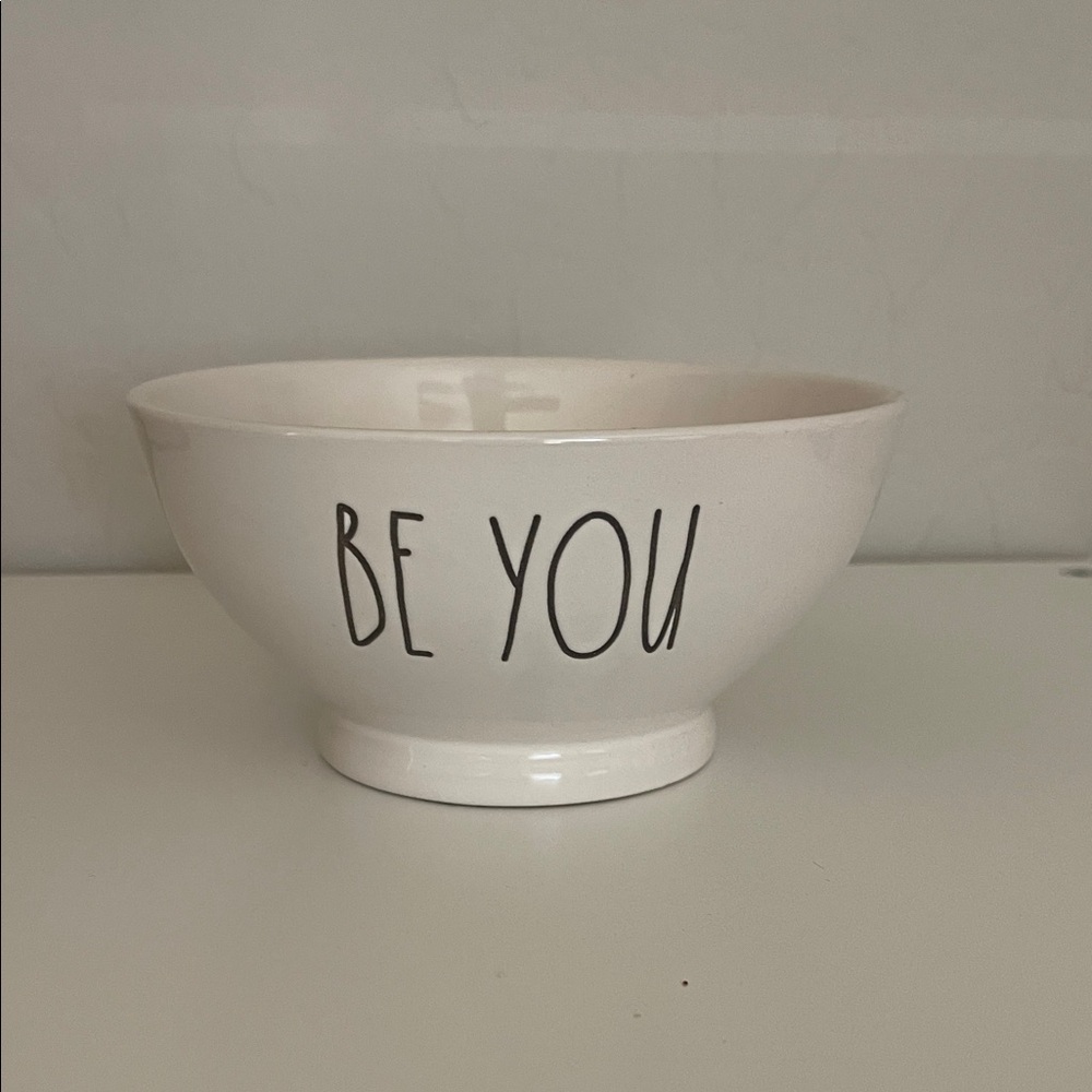 Rae Dunn White Ceramic Bowl with 'Be You' Text